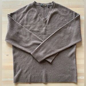Mens Murano 100% Merino Wool V-Neck Sweater Brown Large